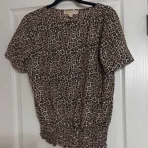 Michael Kors Animal Print Short Sleeve Blouse